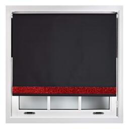 FURNISHED Thermal Blackout Roller Blinds with Glitter Edge - (W)50cm x (L)210cm Black Black (W) 50cm x (L) 210cm