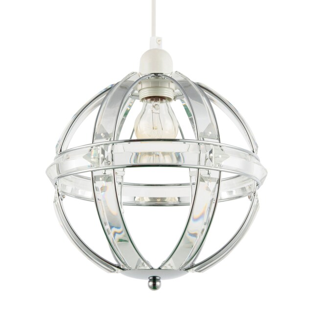 Modern Designer Spherical Chrome and Clear Acrylic Pendant Light Shade
