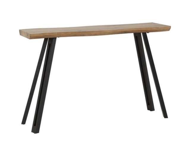 Quebec Wave Edge Console Table - L34 x W120 x H78 cm - Medium Oak Effect - Black