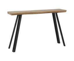 Quebec Wave Edge Console Table - L34 x W120 x H78 cm - Medium Oak Effect - Black