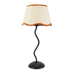 ValueLights Wiggle Black Metal Table Lamp Scallop Rust Trim Taper Shade