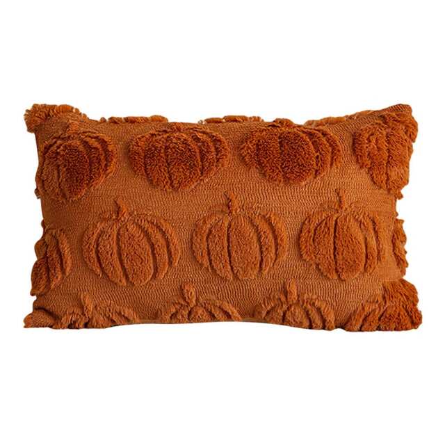 Living and Home Soft Plush Pumpkin Pattern Throw Pillow,50x30cm Orange