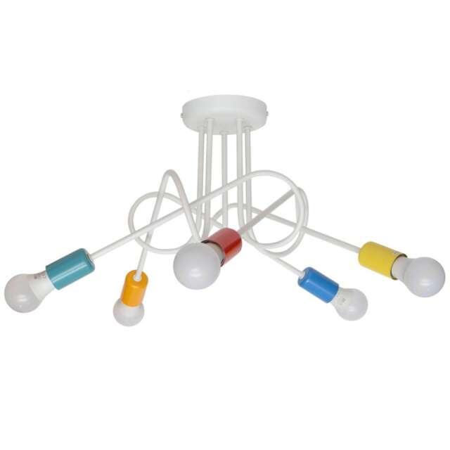 Oxford Multi Arm Semi Flush Ceiling Light White, Multi-Coloured 50cm