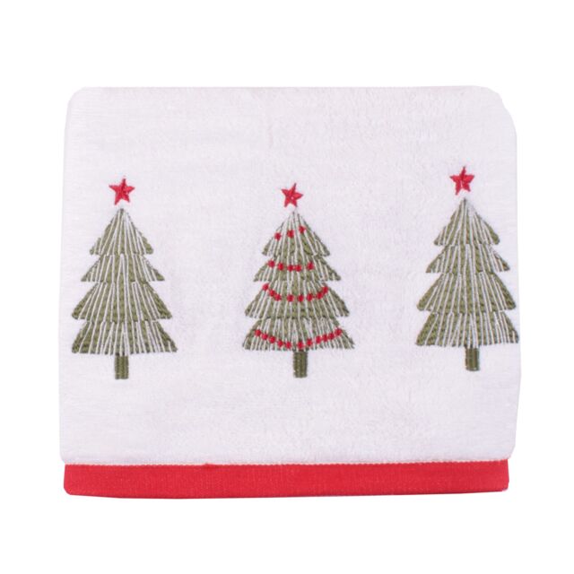Fusion Christmas Trees Hand Towel - 2 Pack White