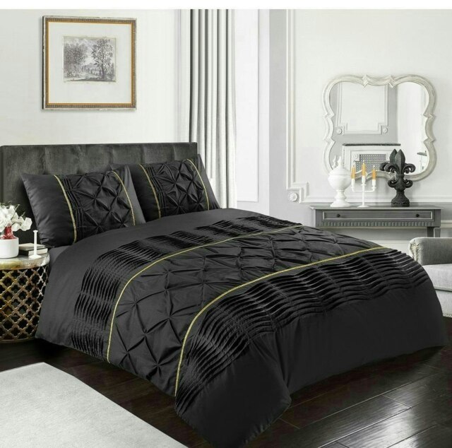 Eleanor Duvet Cover Set - King - Black Black King