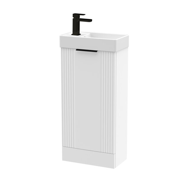 Balterley Floor Standing Cloakroom Vanity Basin Unit with Handle Compact Bathroom Storage White Satin White 781 x 400 x 222mm 1
