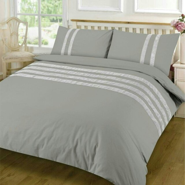 Lace Dia Duvet Cover Set - Super King - Grey