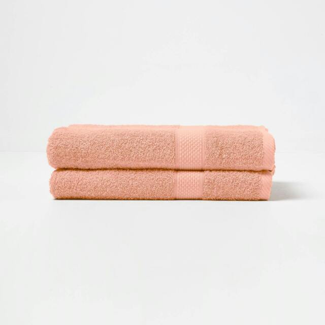 Homescapes Turkish Cotton Bath Towel Set of 2 - Peach Orange Bath towel 2