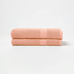 Homescapes Turkish Cotton Bath Towel Set of 2 - Peach Orange Bath towel 2