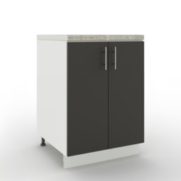 JD Greta Adjustable Legs Kitchen Base Unit 600mm Storage Cabinet With Door Shelf 60cm - Dark Grey Matt With Worktop