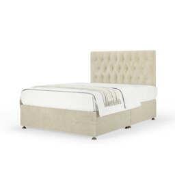 Signature Platinum 2000 Pocket Sprung Cream Naples Velvet Divan Set And Lona Headboard King Size
