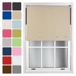 FURNISHED Blackout Roller Blinds with Round Eyelets Cut to Size Easy Fit Window Shade Brown Cappuccino (W) 90cm x (L) 165cm