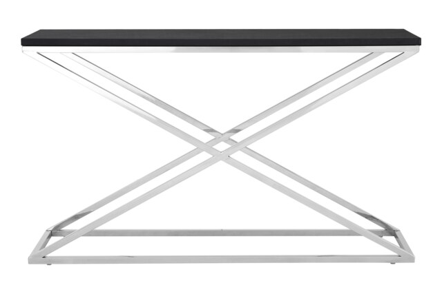 Orsina Black and White Console Table, Luxury Modern Rectangular Console Table, Black Wood Hallway Console Table