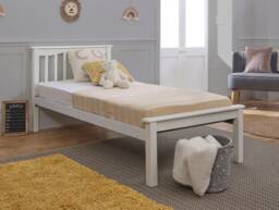 4ft Small Double Heavy Duty Wood,Metal Bed Frame.Strong,Robust Bedstead. White White Small Double