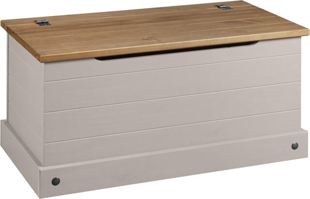 Corona Storage Chest Bedding Box Toy Blanket Ottoman Grey Solid Pine
