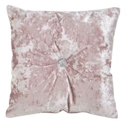 Catherine Lansfield Crushed Velvet Diamante Cushion Pink Blush Pink 45x45cm 1