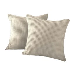Two Pack Waffle Cushion Covers 50 x 50cm - 100% Cotton Cream Taupe 2
