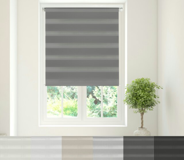 Day Night Blind Long Drop Charcoal Grey 110cm x 210cm
