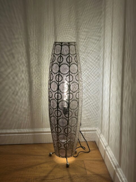 Aziza Moroccan style Satin Nickel Floor Lamp Silver