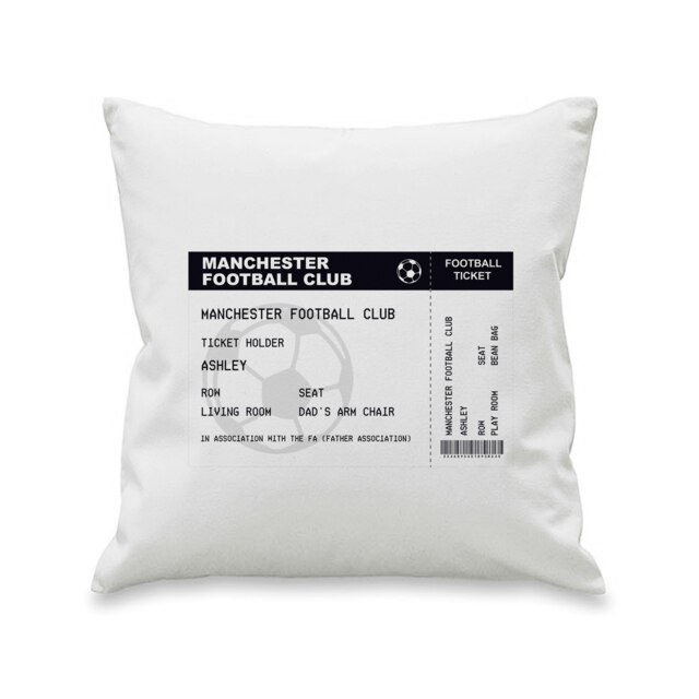 Personalised Football Ticket Cushion White