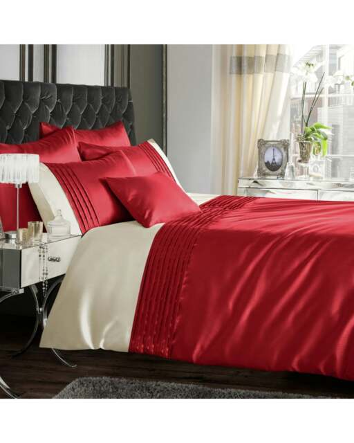 Intimates Perez Faux Silk Duvet Cover & Pillowcase Set Red Red Single