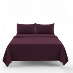 Easy Care Flat Bed Sheet Polycotton Durable Low Maintenance Bedding Purple Plum