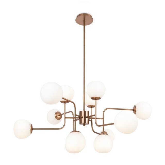 Erich Modern Multi Arm Pendant Ceiling Light Gold 12xE14 White Shade