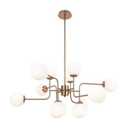 Erich Modern Multi Arm Pendant Ceiling Light Gold 12xE14 White Shade
