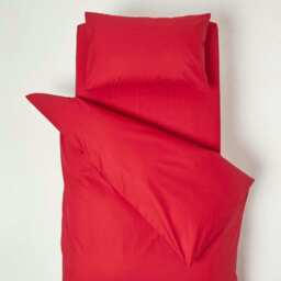 Homescapes Red Cotton Cot Bed Duvet Cover Set - 200 Thread Count Red One Size
