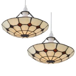 Set of 2 Torbay - Tiffany Cream Uplight Easy Fit Pendant Shades