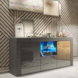 TV Unit TV Stand Sideboard Media Cabinet Storage Cabinet Grey High Gloss LED 145cm