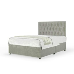 Seal Grey Naples Velvet No Drawer Divan Base and Lona Headboard Double