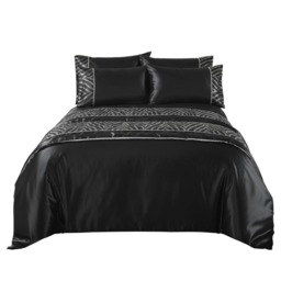 Shimmer Duvet Cover Set Luxury Bedding with Elegant Metallic Finish Black Super King