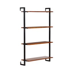 MH London Phantom 4 Tier Wall Mounted Shelf, Solid Wood & Metal Floating Bookcase
