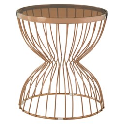 Interiors by Premier Rose Gold Side Table, Modern Design Hourglass Bedside Table, Contemporary Side Table with Gold Finish Base Gold