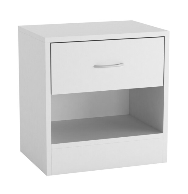 1-Drawer Wooden Bedside Cabinet White Unit Colour: White 1