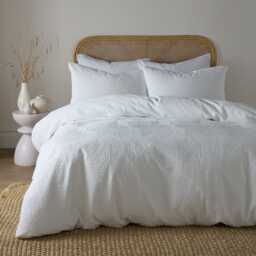 Serene Embossed Geo Duvet Cover Set White