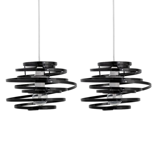 Set of 2 Black Metal Swirl Easy Fit Light Shades Black Medium 2