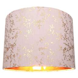 "Modern Soft Pink Cotton Fabric 12"" Lamp Shade with Gold Foil Floral Decoration Pink Pink 1"