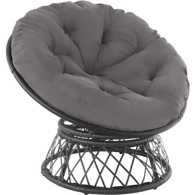 Garden Chair Gargano - rotatable, resilient polyrattan, comfortable round cushion, Black black One Size 1