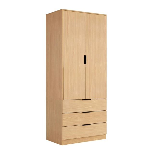 Phoenix Wardrobe 2 Door 3 Drawers Bedroom Home Furniture Clothing Storage Shelf Brown