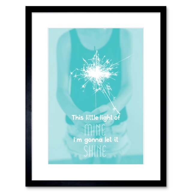 "Kids Little Light of Mine Shine Sparkler 9x7"" Black Framed Wall Art Print"