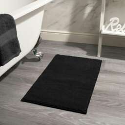 OHS Soft Microfibre Non-Slip Absorbent Noodle Bobble Chenille Bath Mat, 75x45cm - Black