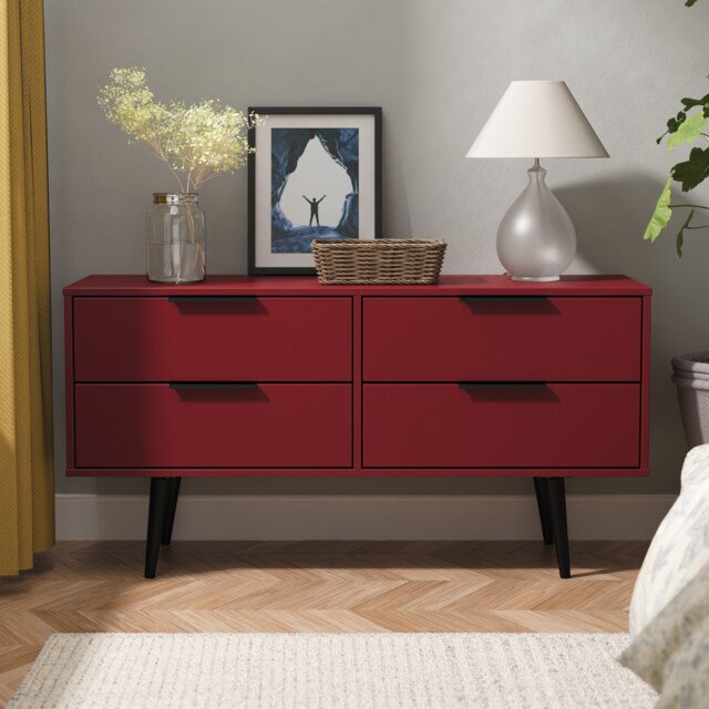 Fuji 4 Drawer Bed Box in Red Matt (Ready Assembled) Red Red Matt
