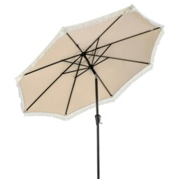 COSTWAY 9 FT Patio Umbrella Outdoor Tassel Parasol Cream