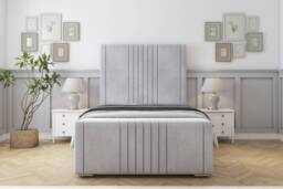 "Sloomy Harrington Silver Naples Bed Frame With 50"" Upholstered Headboard 5' King"