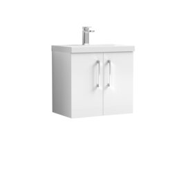 Balterley Contemporary Bathroom 2 Soft Close Door & Thin-Edge Vanity Unit Basin White Gloss White