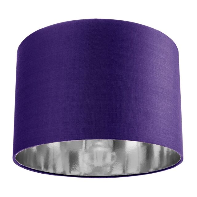 "Contemporary Purple Cotton 12"" Table/Pendant Lamp Shade with Shiny Silver Inner Purple Purple 1"