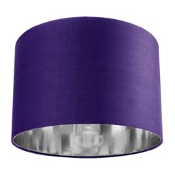 "Contemporary Purple Cotton 12"" Table/Pendant Lamp Shade with Shiny Silver Inner Purple Purple 1"