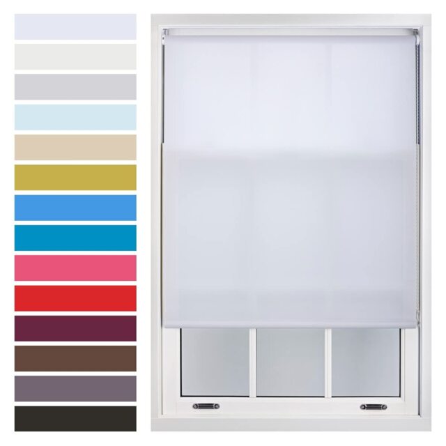 FURNISHED Daylight Roller Blinds Made to Measure Sheer Window Blind with Metal Fittings White White (W) 150cm x (L) 165cm